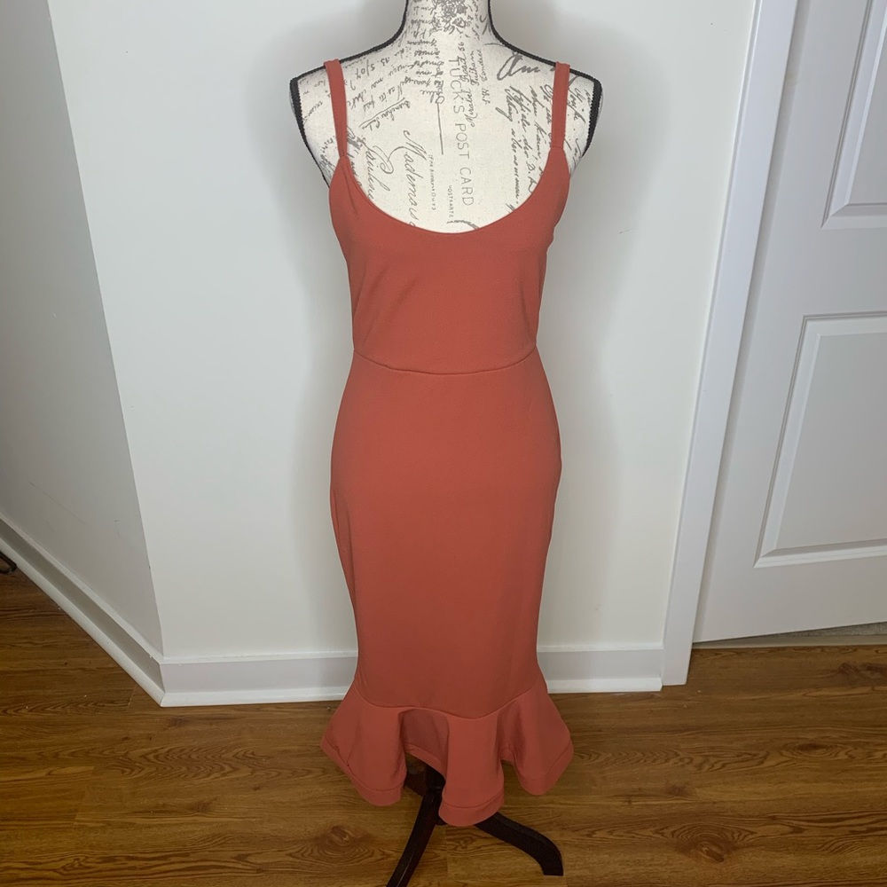 Peplum Frill Hem Strappy Midi Dress